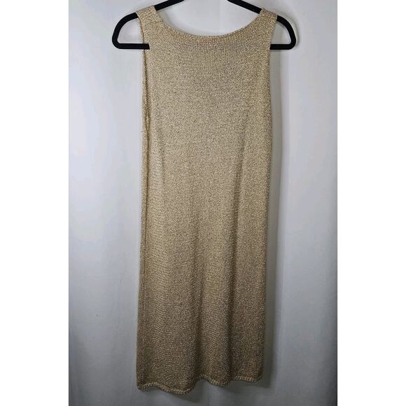 Yunika Gold Mettalic Thread Knit Stretchy Dress Or Swim Coverup Size S/M Italy - Picture 4 of 8